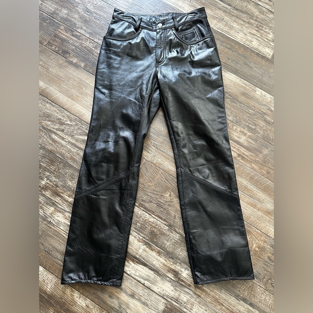 Harley-Davidson Black Leather Straight Leg Pants